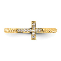 10K Polished CZ Cross Ring-10C1515
