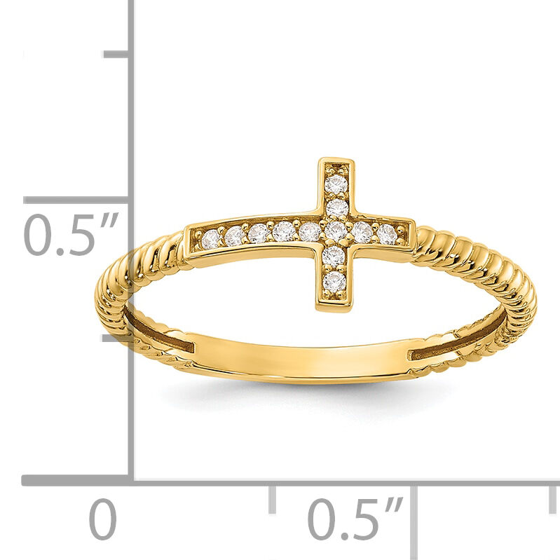10K Polished CZ Cross Ring-10C1515