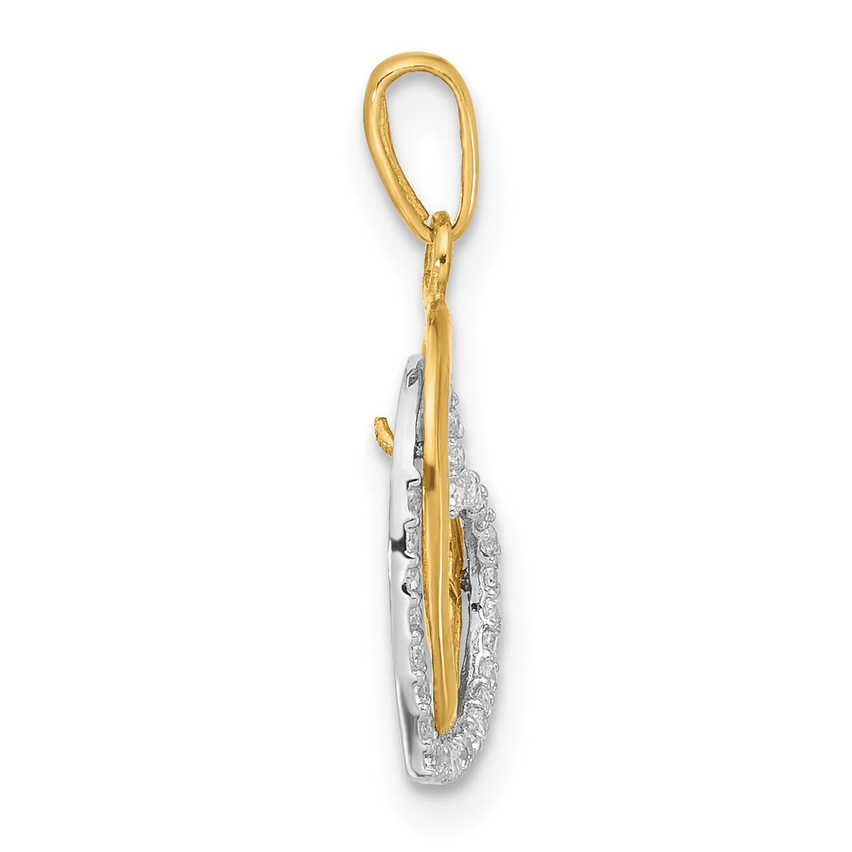 10K Two-tone Polished CZ Hearts Charm-10C1516