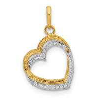 10K Two-tone Polished CZ Hearts Charm-10C1516