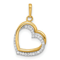 10K Two-tone Polished CZ Hearts Charm-10C1516