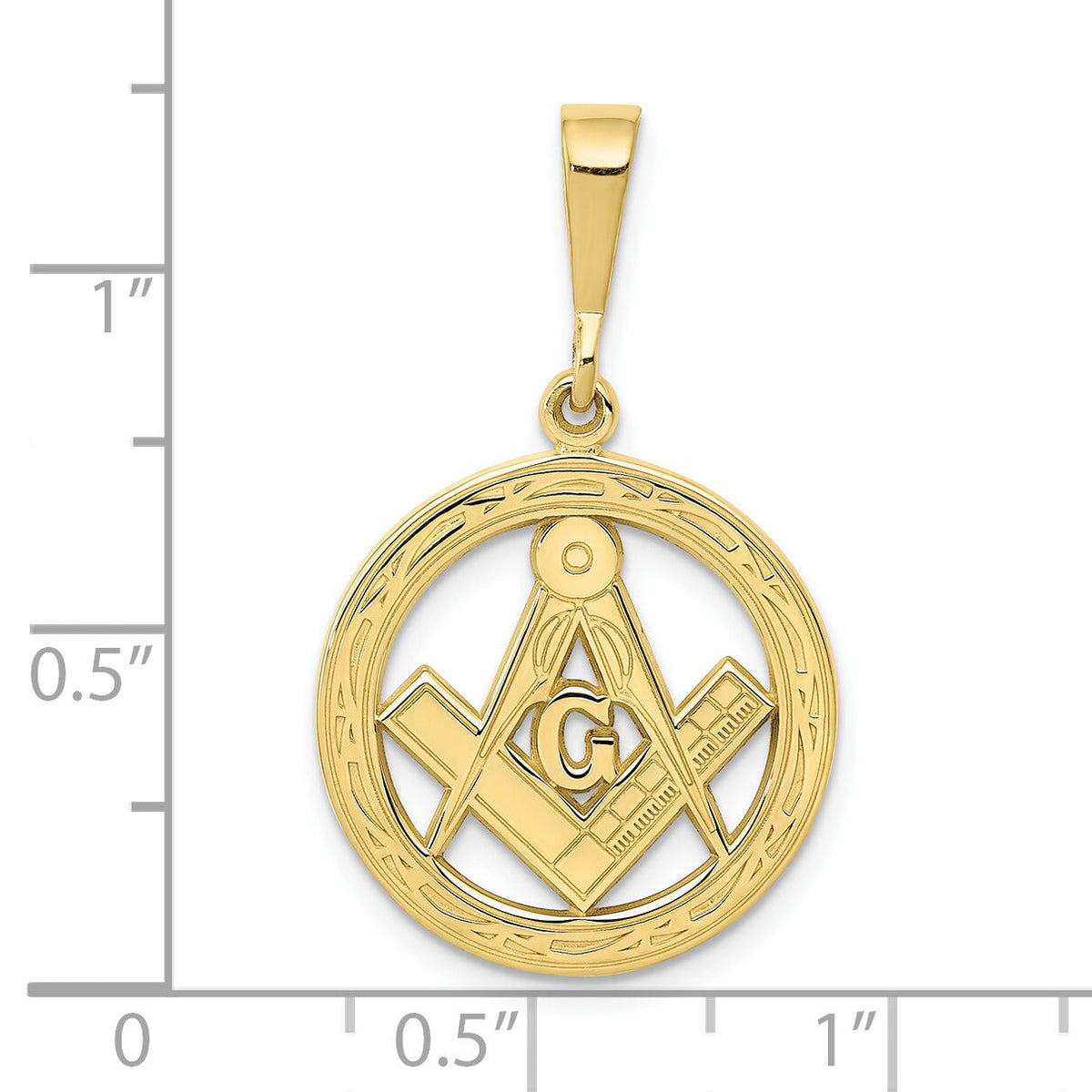 10k Polished and Textured Masonic Symbol Pendant-10C1783