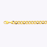 10K 11MM YELLOW GOLD HOLLOW CURB 16" CHAIN NECKLACE (AVAILABLE IN LENGTHS 7" - 30")