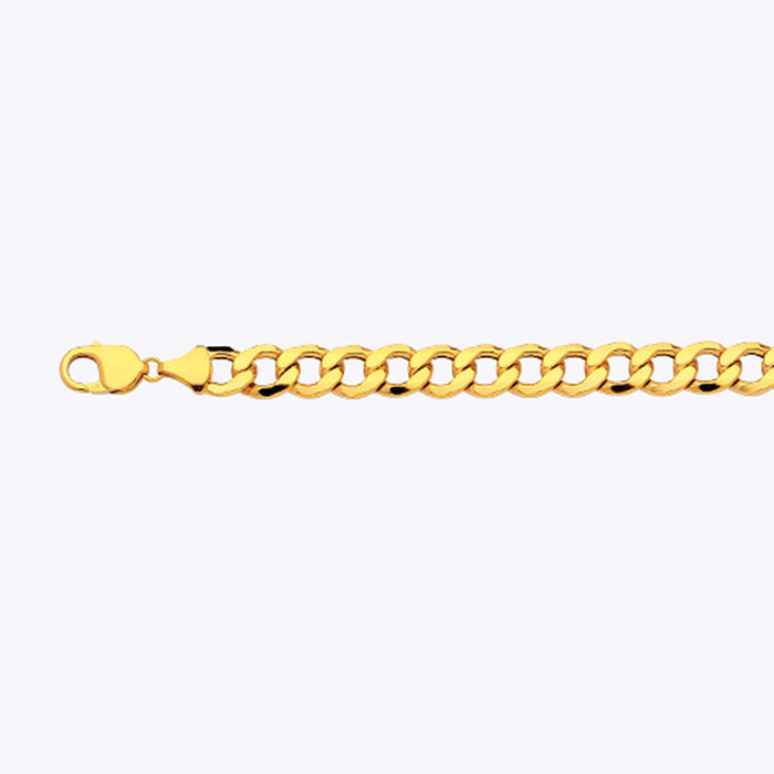 10K 11MM YELLOW GOLD HOLLOW CURB 22" CHAIN NECKLACE (AVAILABLE IN LENGTHS 7" - 30")