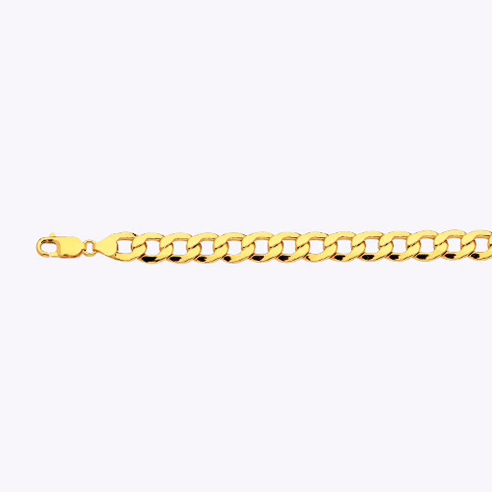 10K 9MM YELLOW GOLD HOLLOW CURB 22" CHAIN NECKLACE (AVAILABLE IN LENGTHS 7" - 30")