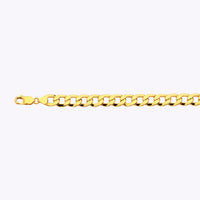 10K 9MM YELLOW GOLD HOLLOW CURB 22" CHAIN NECKLACE (AVAILABLE IN LENGTHS 7" - 30")