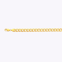 14K 7.5MM YELLOW GOLD HOLLOW CURB 24" CHAIN NECKLACE (AVAILABLE IN LENGTHS 7" - 30")