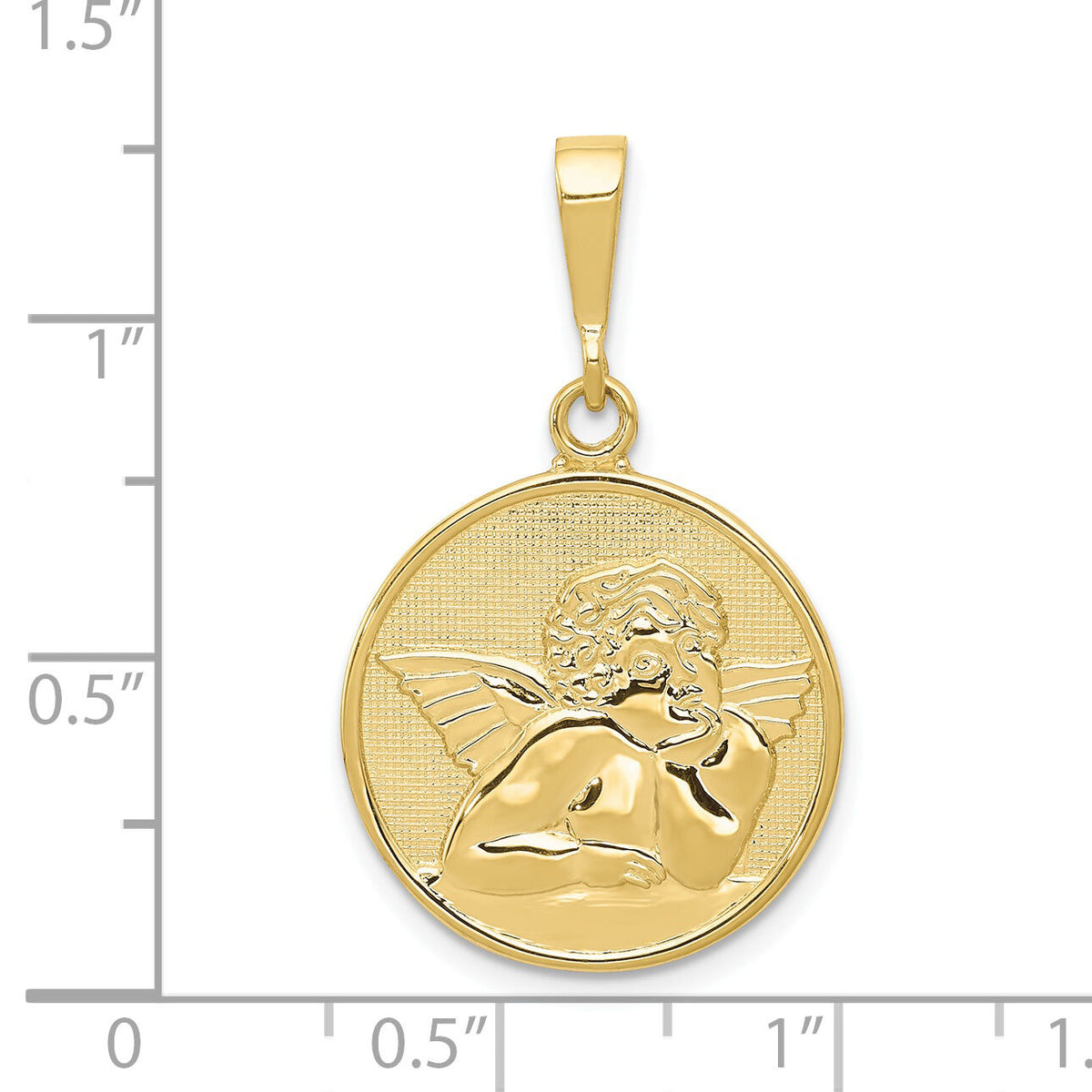10k Polished & Satin Angel Pendant-10C1896