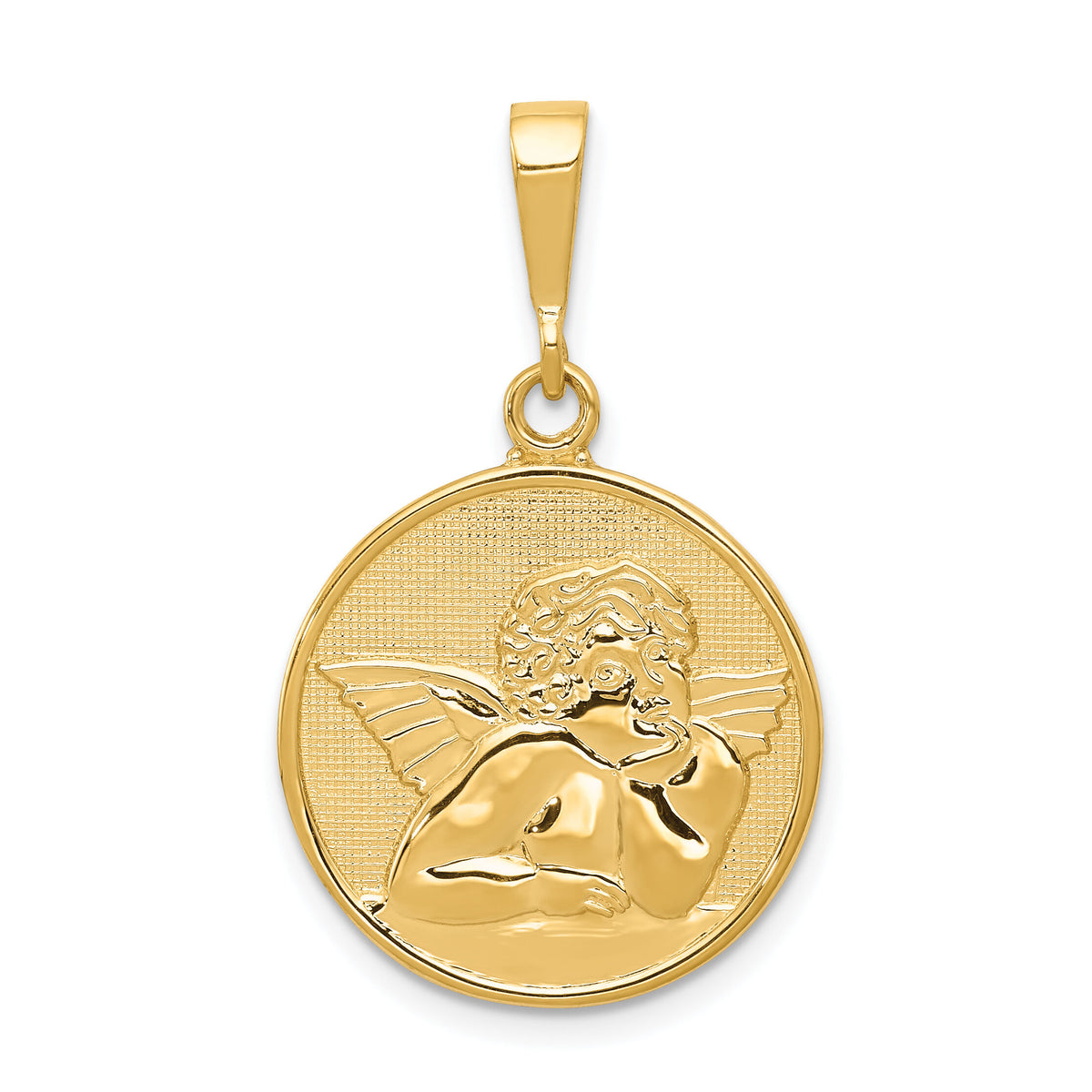 10k Polished & Satin Angel Pendant-10C1896