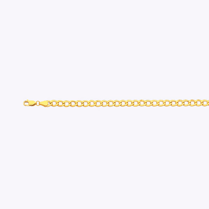 10K 5.5MM YELLOW GOLD HOLLOW CURB 22" CHAIN NECKLACE (AVAILABLE IN LENGTHS 7" - 30")