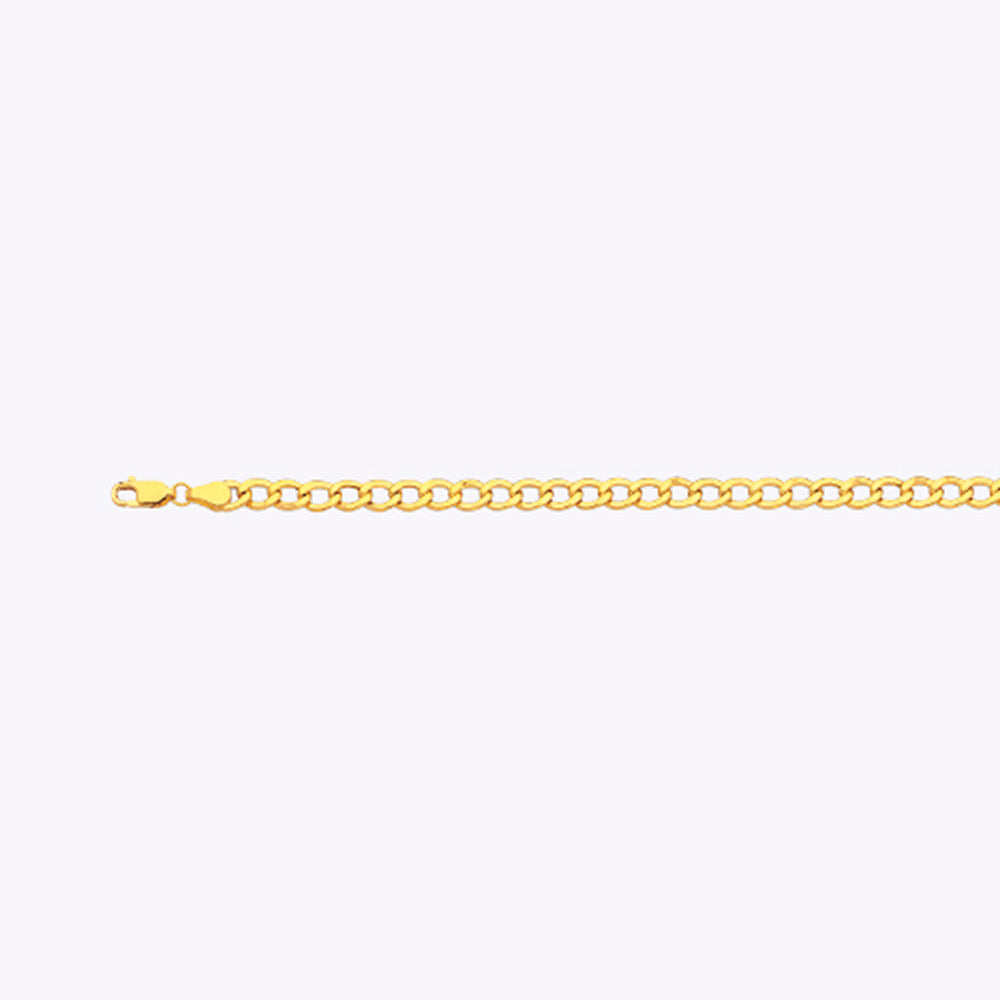 14K 5.5MM YELLOW GOLD HOLLOW CURB 26" CHAIN NECKLACE (AVAILABLE IN LENGTHS 7" - 30")