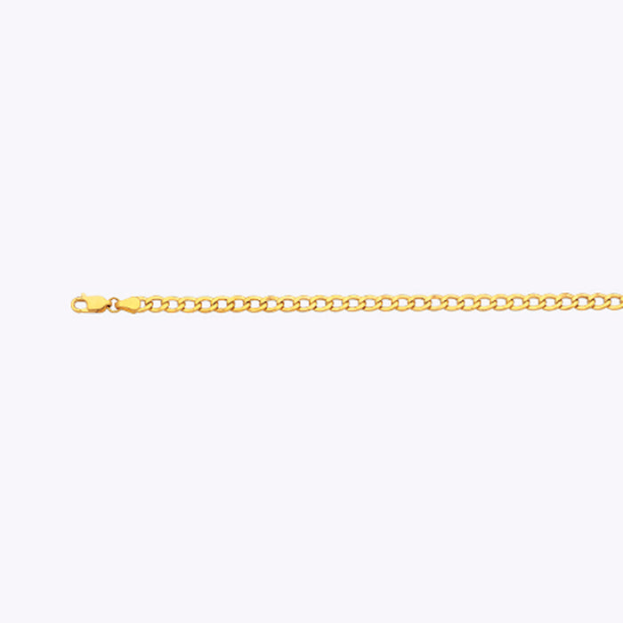 10K 4.5MM YELLOW GOLD HOLLOW CURB 22" CHAIN NECKLACE (AVAILABLE IN LENGTHS 7" - 30")