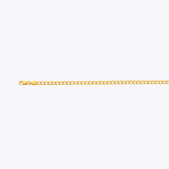 10K 3.5MM YELLOW GOLD HOLLOW CURB 20" CHAIN NECKLACE (AVAILABLE IN LENGTHS 7" - 30")