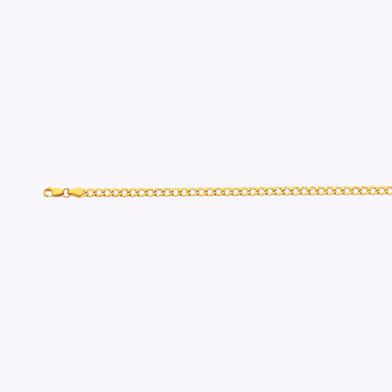 10K 3.5MM YELLOW GOLD HOLLOW CURB 26" CHAIN NECKLACE (AVAILABLE IN LENGTHS 7" - 30")