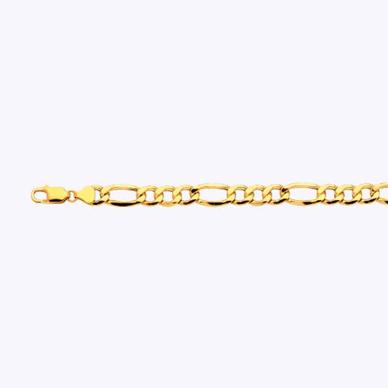 14K 9.5MM YELLOW GOLD HOLLOW FIGARO 22" CHAIN NECKLACE (AVAILABLE IN LENGTHS 7" - 30")