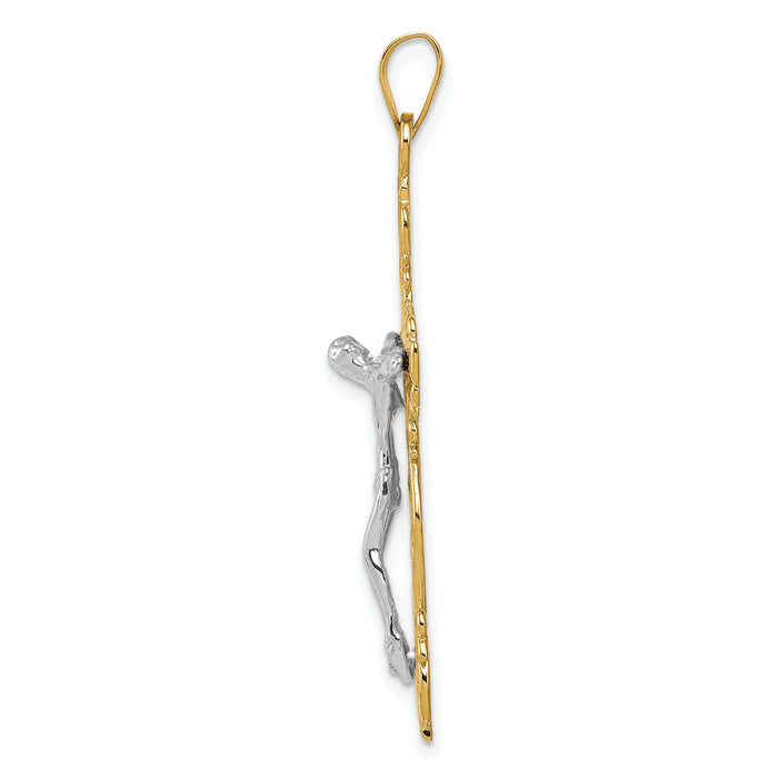 10k Two-tone Diamond-cut Crucifix Pendant-10C2005