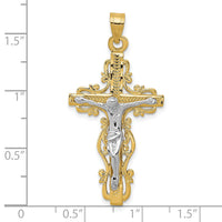 10k Two-tone Diamond-cut Crucifix Pendant-10C2005