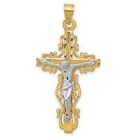 10k Two-tone Diamond-cut Crucifix Pendant-10C2005