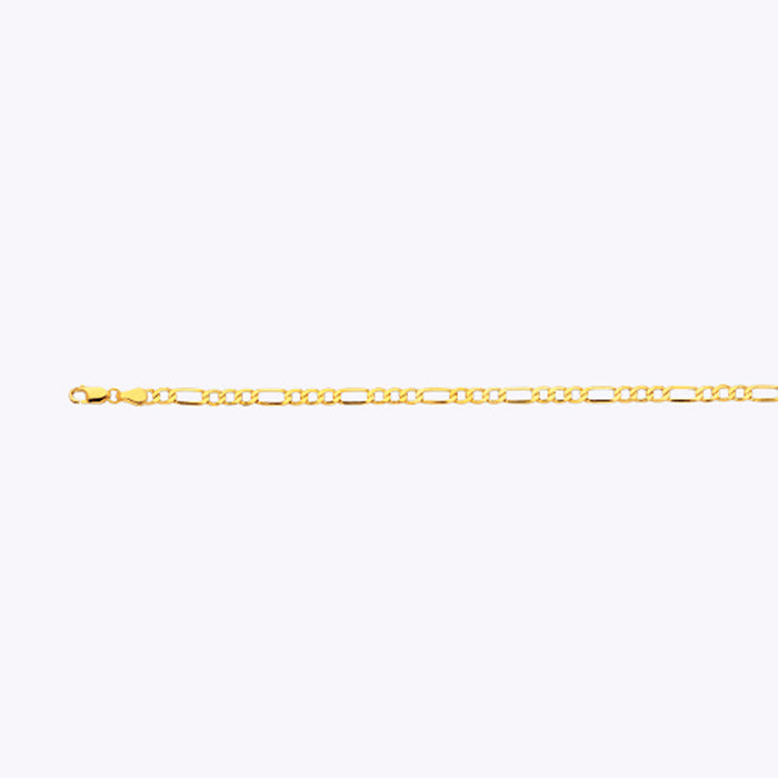 10K 3.5MM YELLOW GOLD HOLLOW FIGARO 28" CHAIN NECKLACE (AVAILABLE IN LENGTHS 7" - 30")