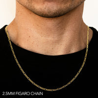 10K 2.5MM YELLOW GOLD HOLLOW FIGARO 28" CHAIN NECKLACE (AVAILABLE IN LENGTHS 7" - 30")