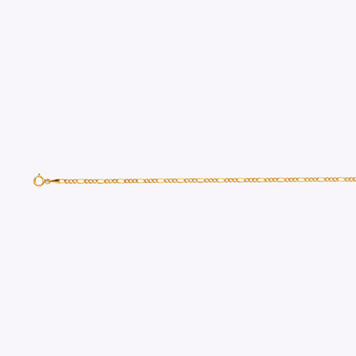 14K 2MM YELLOW GOLD HOLLOW FIGARO 16" CHAIN NECKLACE (AVAILABLE IN LENGTHS 7" - 30")