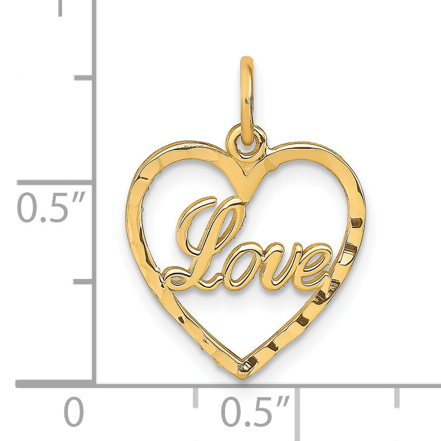 10K Polished LOVE Heart Pendant-10C209