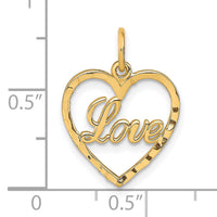 10K Polished LOVE Heart Pendant-10C209