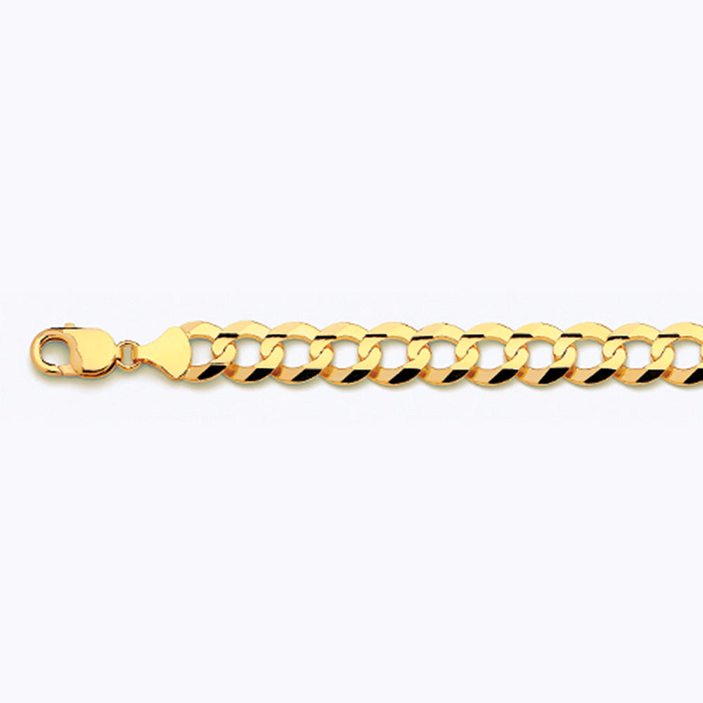 14K 12MM YELLOW GOLD SOLID CURB 16" CHAIN NECKLACE (AVAILABLE IN LENGTHS 7" - 30")