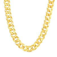14K 12MM YELLOW GOLD SOLID CURB 18" CHAIN NECKLACE (AVAILABLE IN LENGTHS 7" - 30")