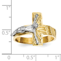 10k Two-tone Polished & Diamond-Cut Mens Crucifix Ring-10C2118