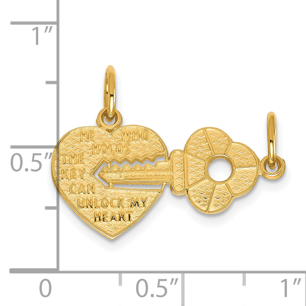 10K Heart and Key Break-apart Charm-10C214