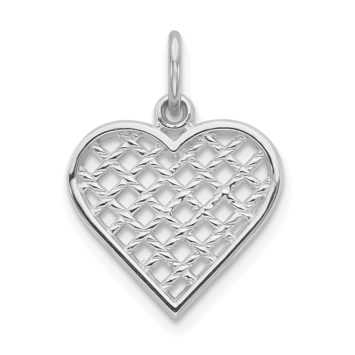 10k White Gold Heart Charm-10C216W