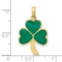 10k Green Enameled Shamrock Pendant-10C2195