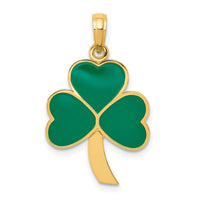 10k Green Enameled Shamrock Pendant-10C2195