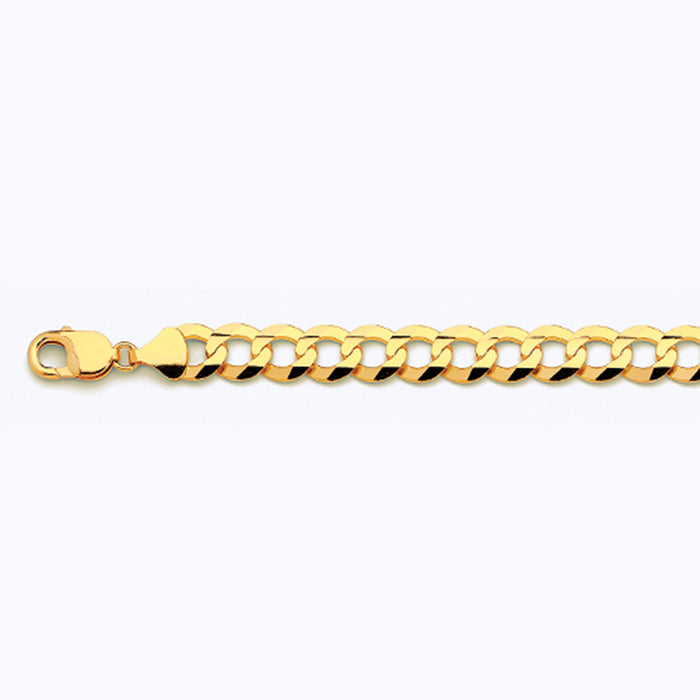 10K 11MM YELLOW GOLD SOLID CURB 7" CHAIN BRACELET (AVAILABLE IN LENGTHS 7" - 30")