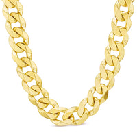 10K 11MM YELLOW GOLD SOLID CURB 18" CHAIN NECKLACE (AVAILABLE IN LENGTHS 7" - 30")