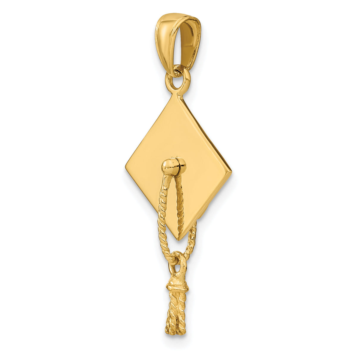 10k Solid Polished 3-D Graduation Cap Pendant-10C2229
