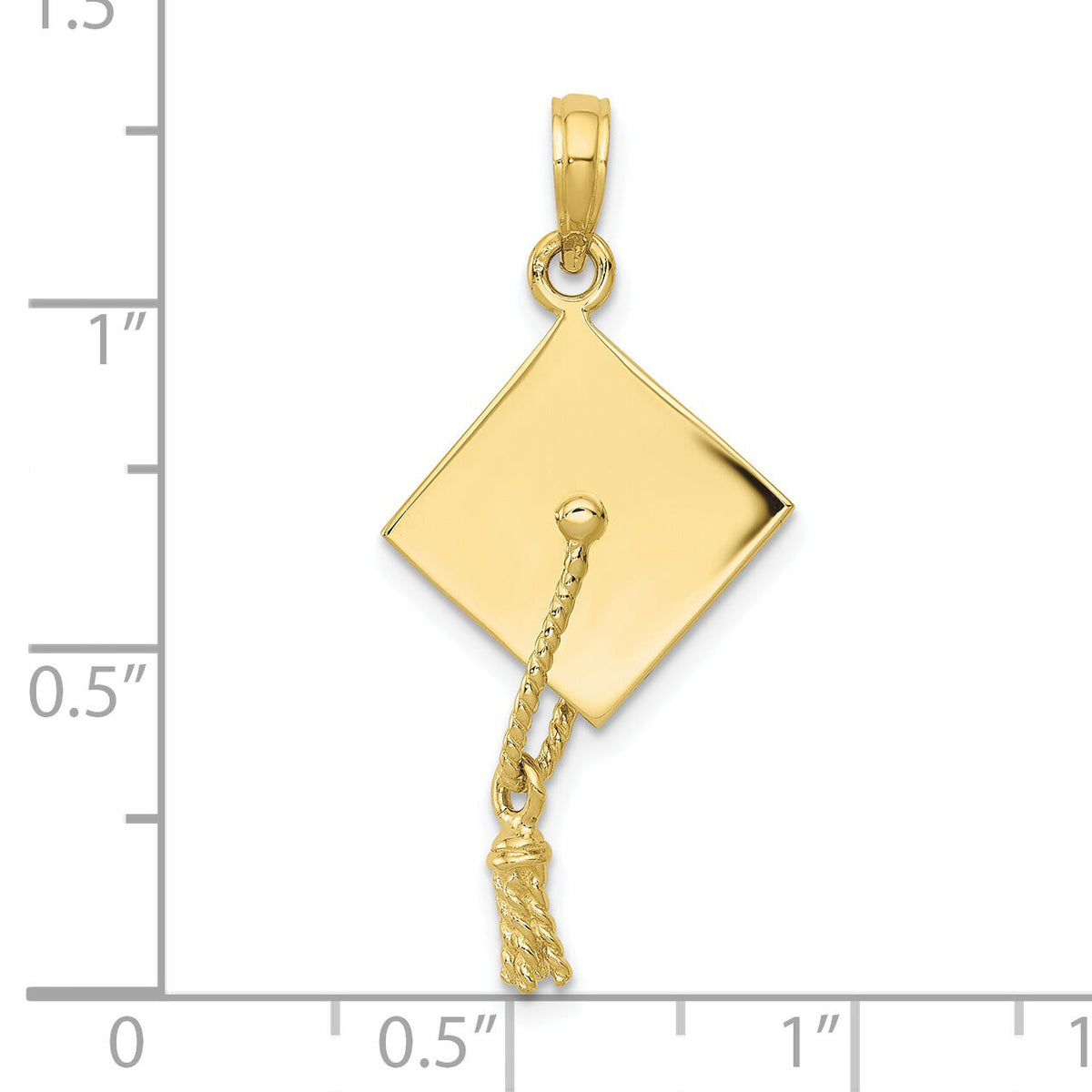 10k Solid Polished 3-D Graduation Cap Pendant-10C2229