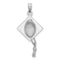 10K White Gold 3-D Graduation Cap w/ Moveable Tassle Charm-10C2229W
