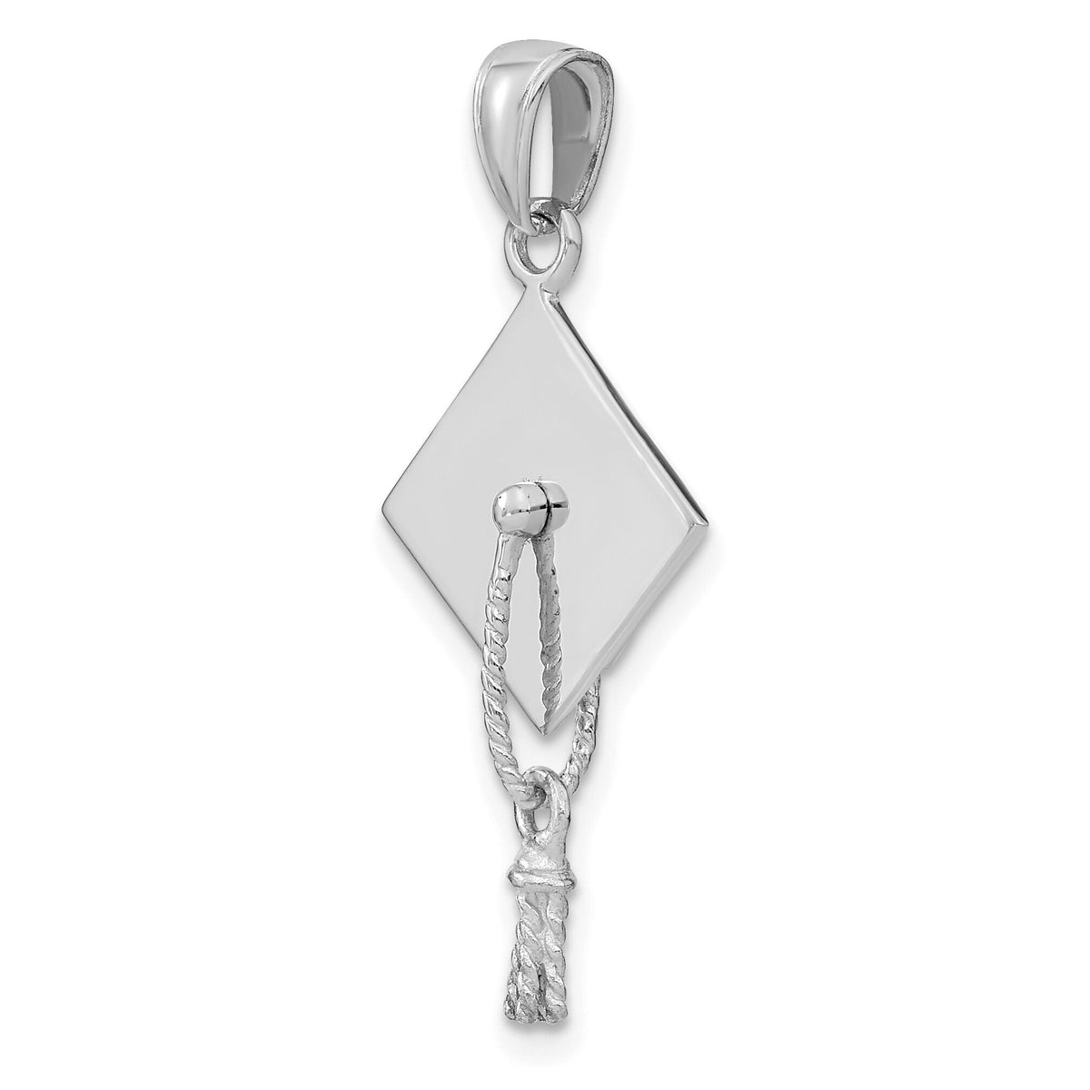 10K White Gold 3-D Graduation Cap w/ Moveable Tassle Charm-10C2229W