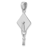10K White Gold 3-D Graduation Cap w/ Moveable Tassle Charm-10C2229W