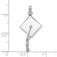 10K White Gold 3-D Graduation Cap w/ Moveable Tassle Charm-10C2229W