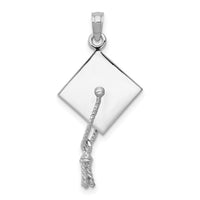 10K White Gold 3-D Graduation Cap w/ Moveable Tassle Charm-10C2229W