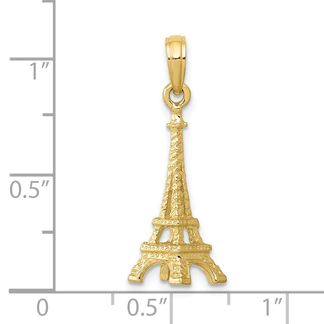 10k Solid Polished 3-D Eiffel Tower Charm-10C2235