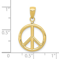 10K 3D Peace Symbol Pendant-10C2247