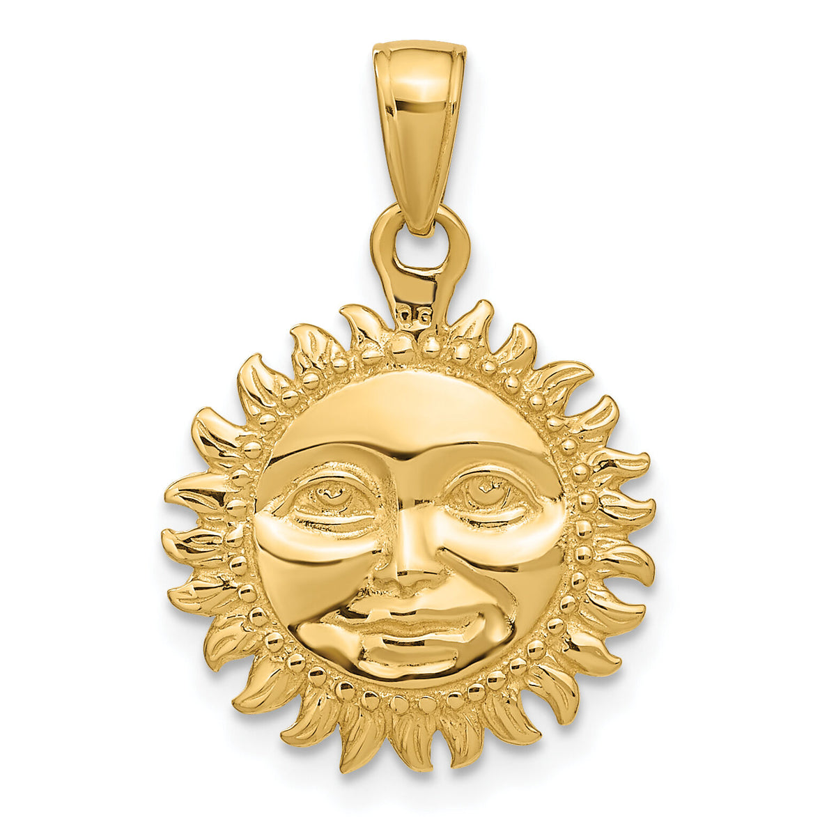 10k Solid Polished Reversible Sun Pendant-10C2282