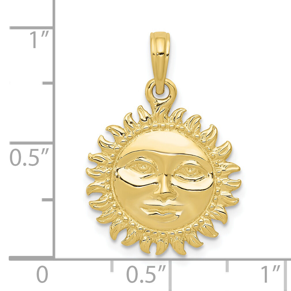 10k Solid Polished Reversible Sun Pendant-10C2282