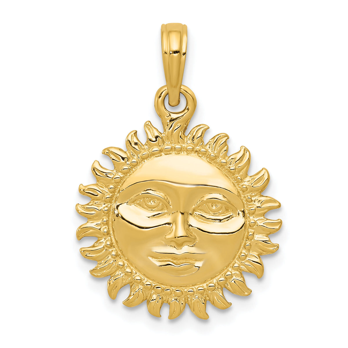 10k Solid Polished Reversible Sun Pendant-10C2282