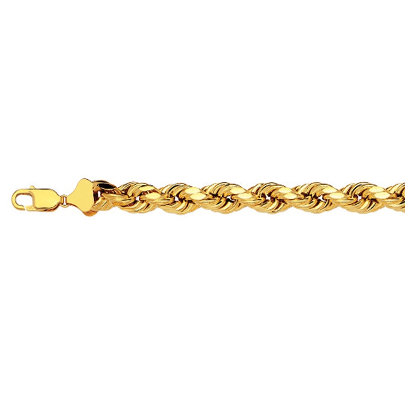 14K 9MM YELLOW GOLD DC HOLLOW ROPE 28" CHAIN NECKLACE (AVAILABLE IN LENGTHS 7" - 30")