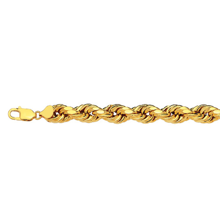 10K 8MM YELLOW GOLD DC HOLLOW ROPE 16" CHAIN NECKLACE (AVAILABLE IN LENGTHS 7" - 30")